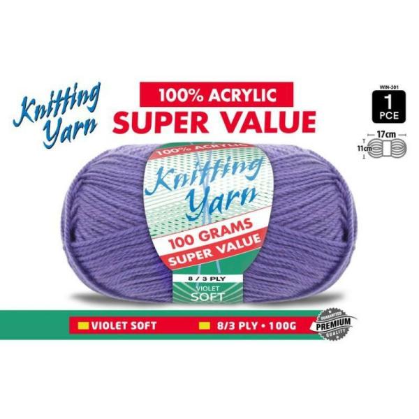 Violet Knitting Yarn 8 Ply – 100G  |   Wool & Yarn Arts & Craft Purple