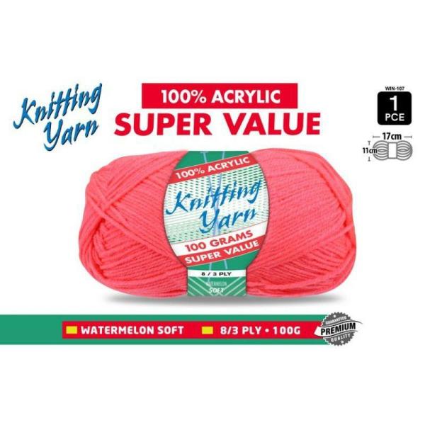 Watermelon Knitting Yarn 8 Ply – 100G  |   Wool & Yarn Arts & Craft Pink