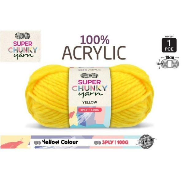 Yellow Super Chunky Knitting Yarn 3 Ply – 100G  |   Wool & Yarn Arts & Craft Wool & Yarn