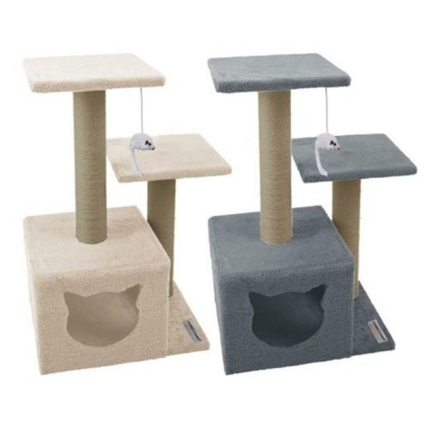 Catsby Double Platform Hideaway Tower – 38Cm X 28Cm X 63Cm  |   Cat Towers Cat Towers Cat Towers