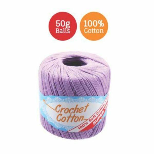 Lavender Crochet Cotton – 50G  |   Wool & Yarn Arts & Craft Purple