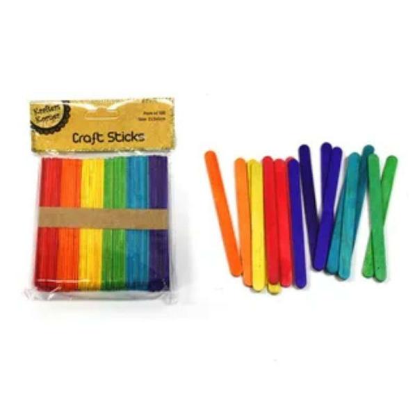 100 Pack Coloured Craft Sticks – 11Cm  |   Stickers & Decorations Arts & Craft Red