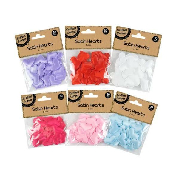 30 Pack Craft Satin Puffy Hearts – 3Cm X 2Cm  |   Diy Craft Arts & Craft Diy Craft