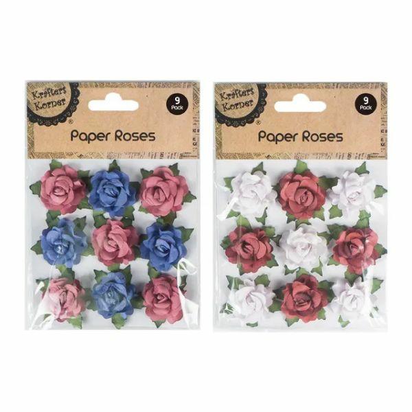 9 Pack Paper Roses – 11.4Cm X 0.1Cm X 14.9Cm  |   Stickers & Decorations Arts & Craft Stickers & Decorations