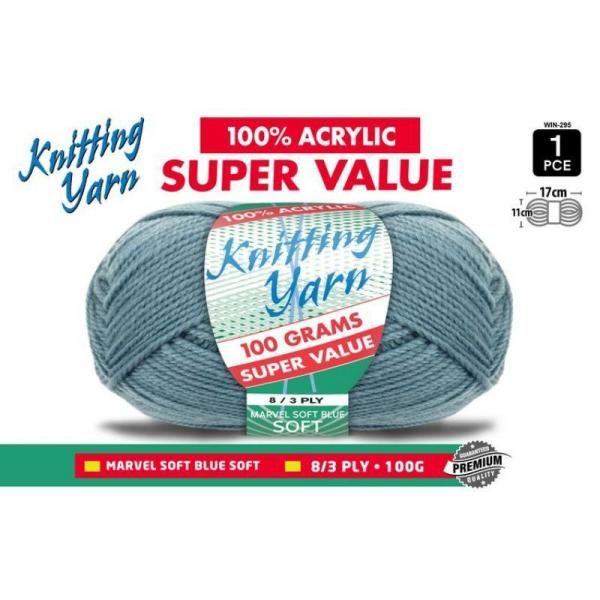 Soft Blue Knitting Yarn 8 Ply – 100G  |   Wool & Yarn Arts & Craft Blue