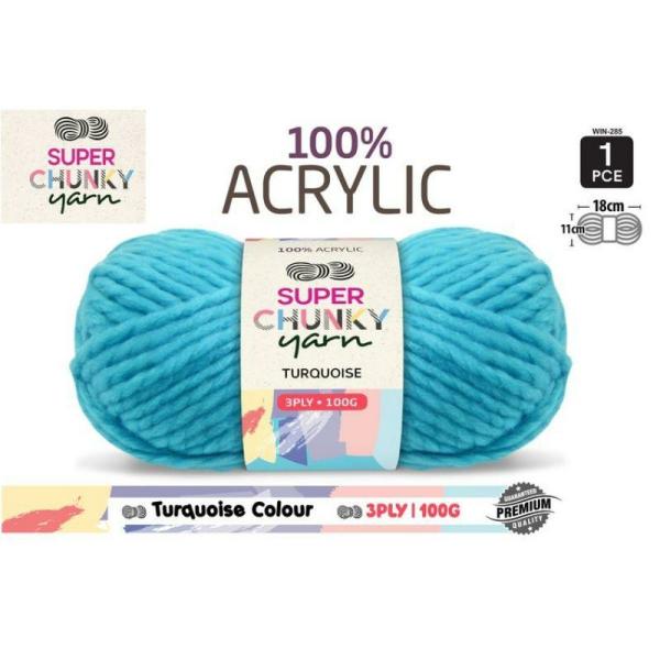 Turquoise Super Chunky Knitting Yarn 3 Ply – 100G  |   Wool & Yarn Arts & Craft Green