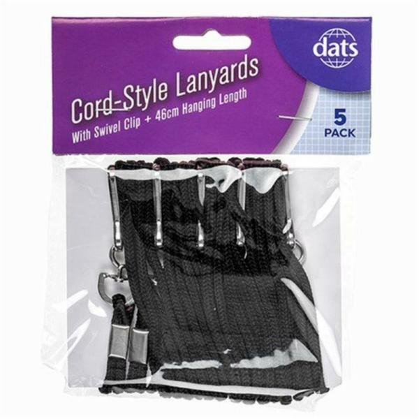 5 Pack Cord-Style Black Lanyards – 95Cm  |   Stationery Arts & Craft Black