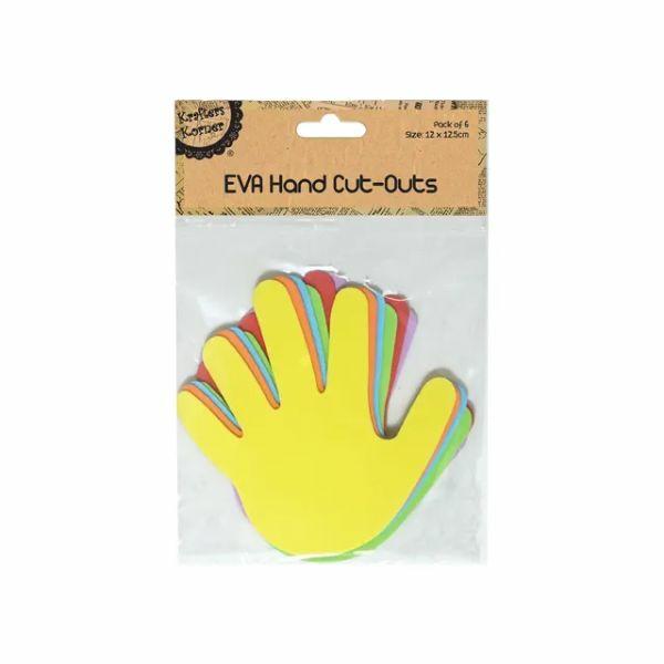 6 Pack Colour Hand Cut-Out – 12.5Cm X 12Cm  |   Stationery Arts & Craft Stationery