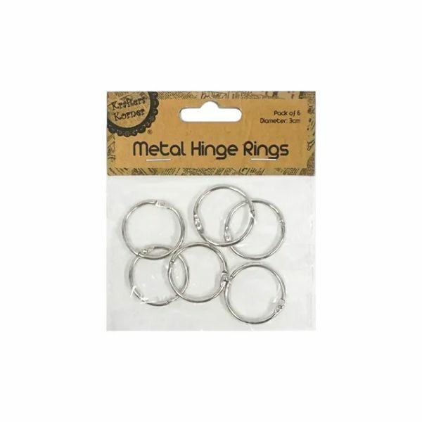 6 Pack Metal Hinge Ring – 3Cm  |   Stationery Arts & Craft Stationery