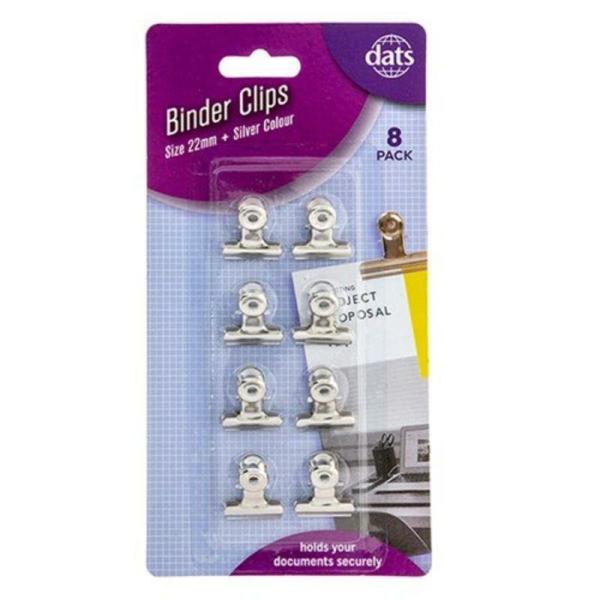 8 Pack Silver Binder Clips – 22Mm  |   Stationery Arts & Craft Silver