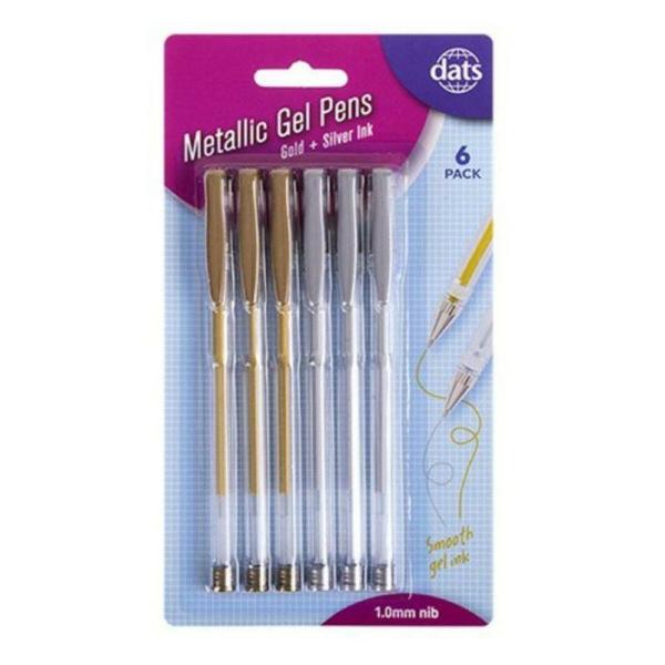 Pen Gel 6Pk Mixed Metallic Silver Gold Ink  |   Stationery Arts & Craft Silver